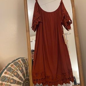 Off shoulder boho mini dress brand new